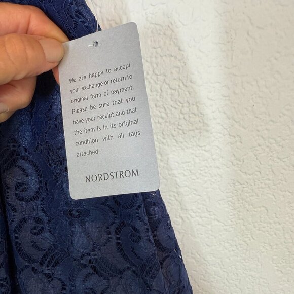 Blue Lace Mini Dress Cocktail Medium - Picture 11 of 14